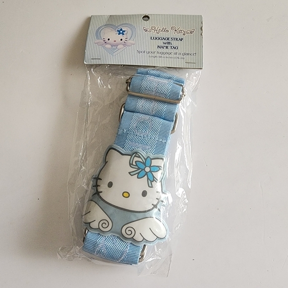 Hello Kitty Handbags - NEW Vintage Sanrio Hello Kitty Angel Blue Bag Strap Name Tag